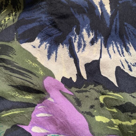 Marguerite Li Silk Blouse Button Front Shirt Blue Green Purple Black Floral M - Picture 4 of 7